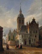 unknow artist On the sunlit church square Germany oil painting reproduction